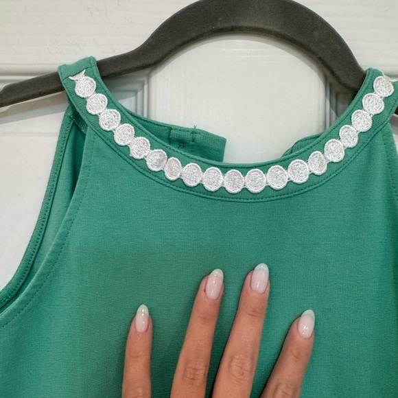 Janie and Jack Oval Trim Ponte Dress Palm Beach Green - Picture 6 of 8